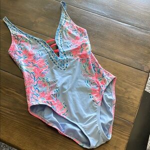 Floral Blue and Pink WOMENS One Piece Swimsuit